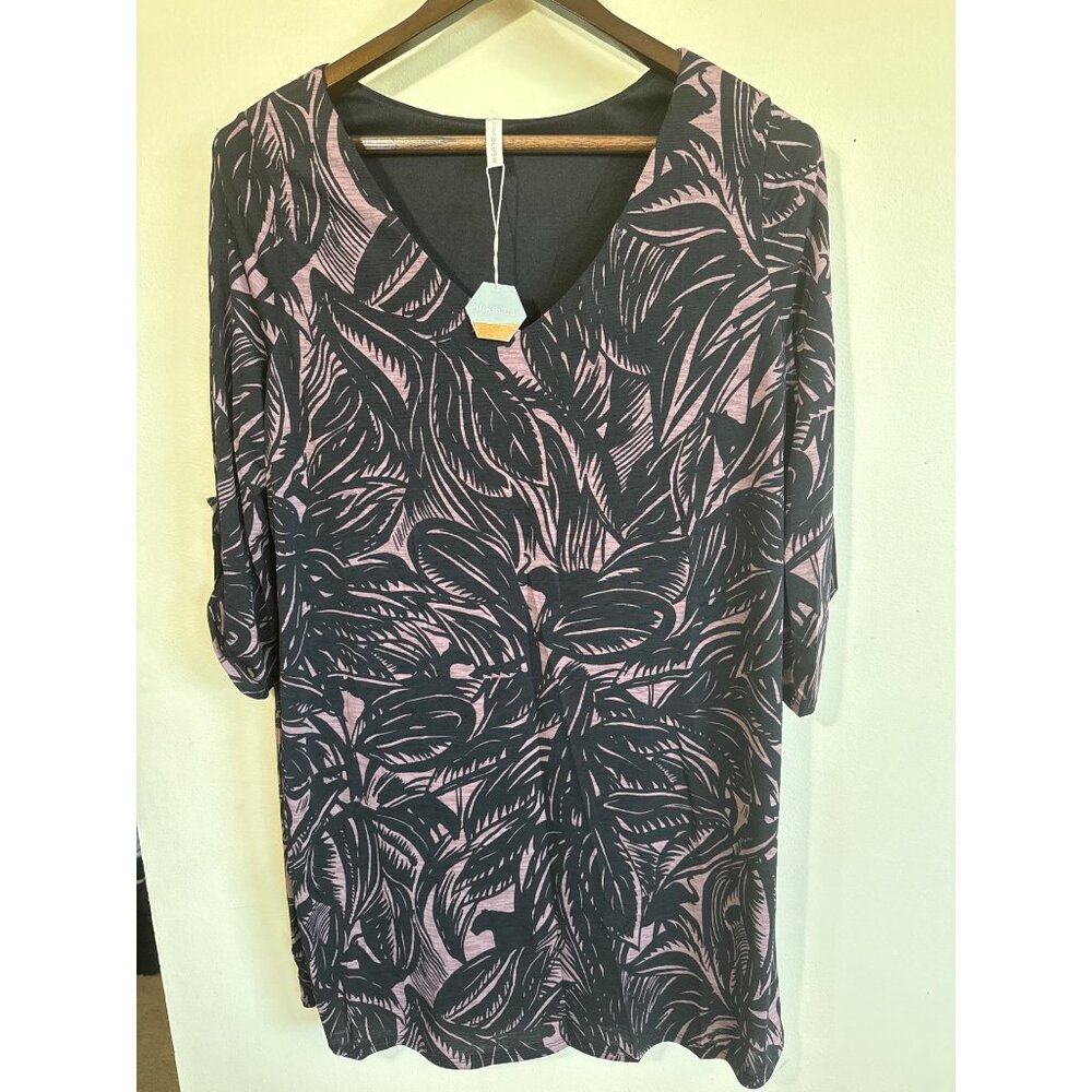 Pinkblush Black & Purple Leaf Print Dress X-Large